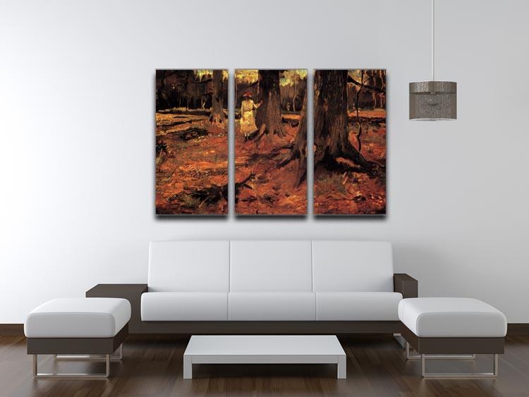 Girl in White in the Woods by Van Gogh 3 Split Panel Canvas Print - Canvas Art Rocks - 4