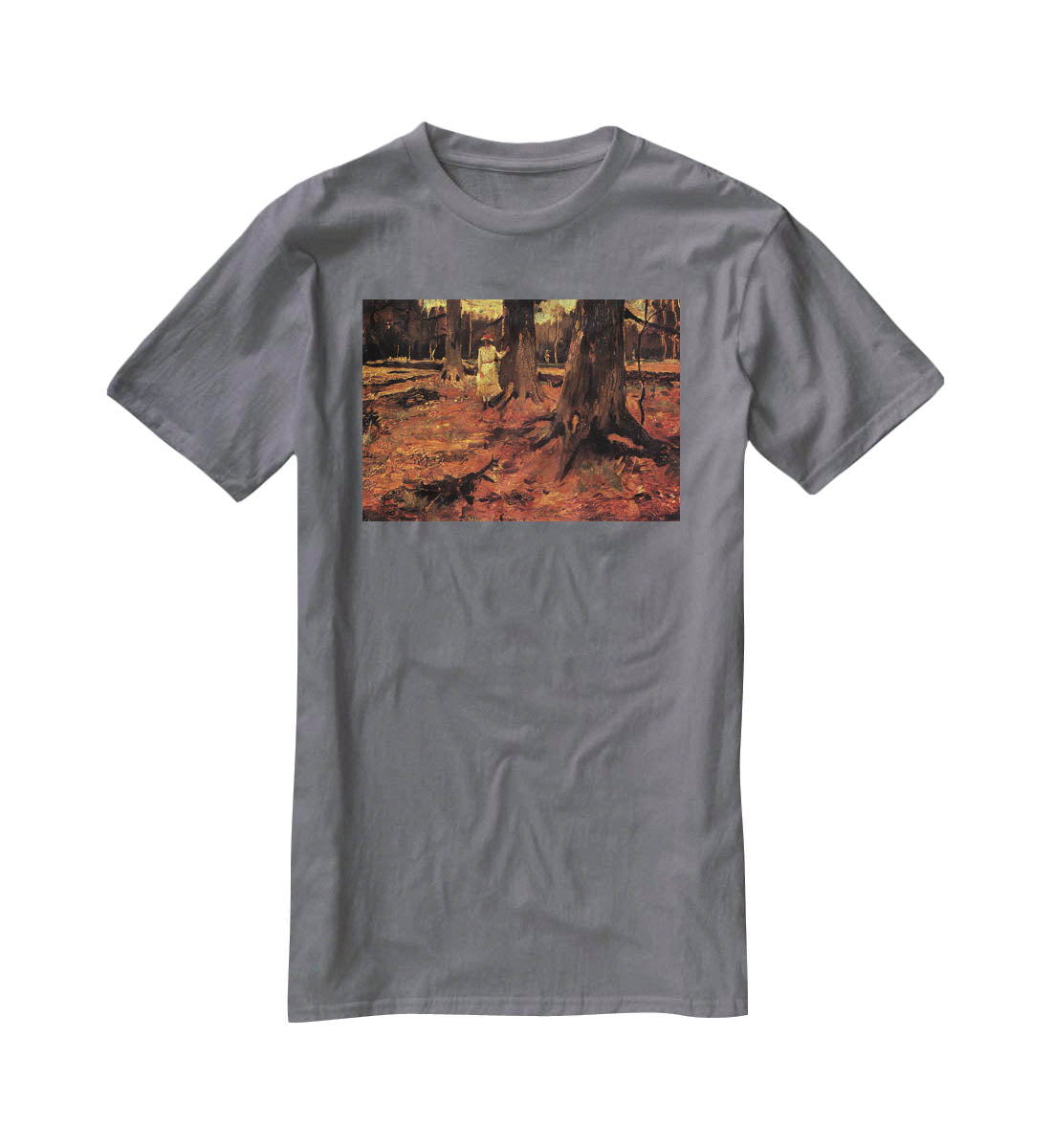Girl in White in the Woods by Van Gogh T-Shirt - Canvas Art Rocks - 3