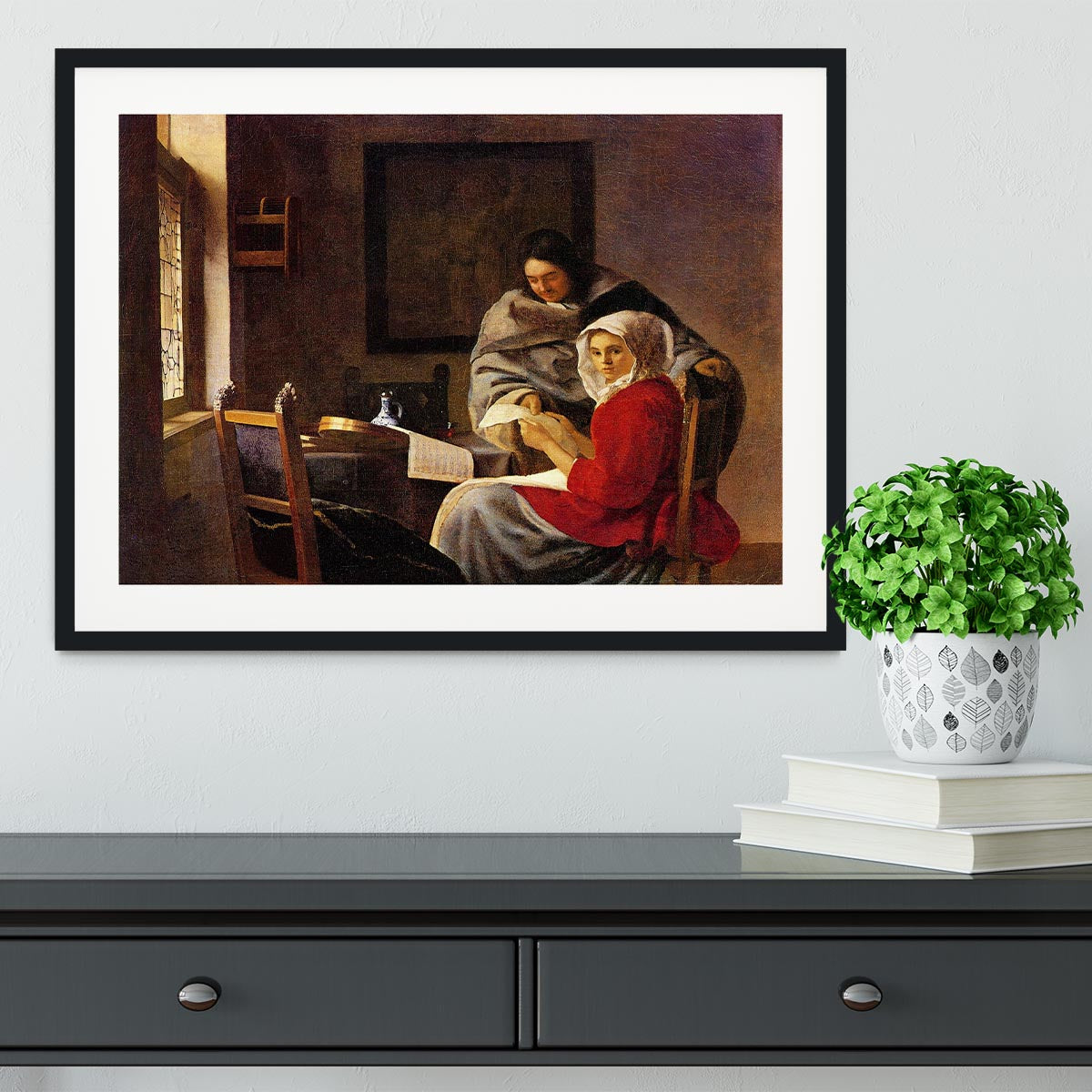 Girl interrupted in her music Framed Print - Canvas Art Rocks - 1