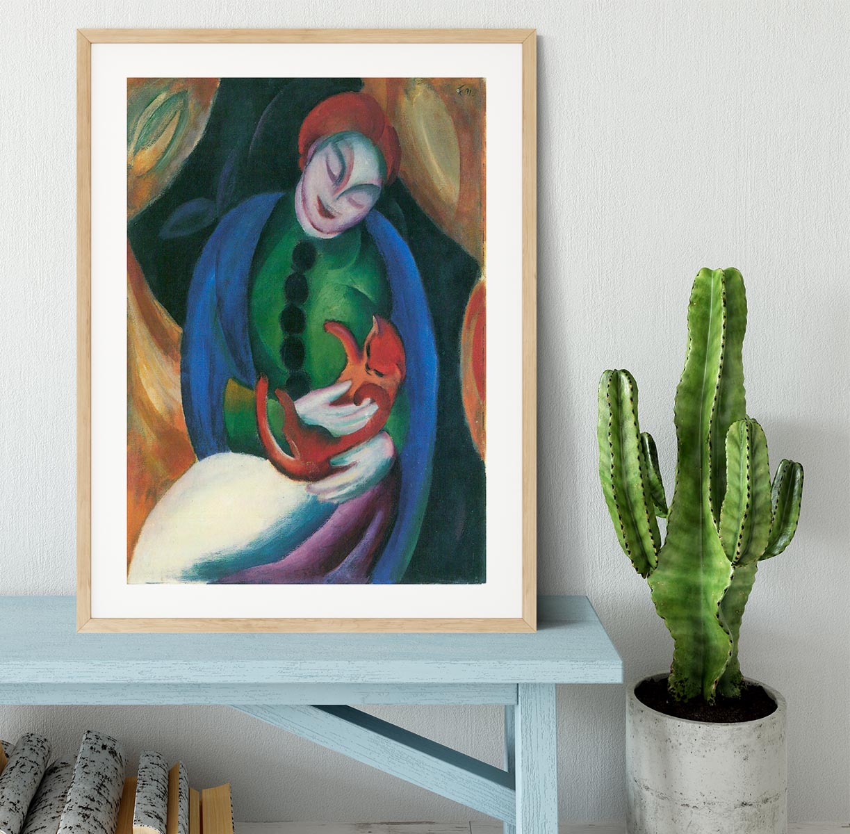 Girl with a Cat II by Franz Marc Framed Print - Canvas Art Rocks - 3