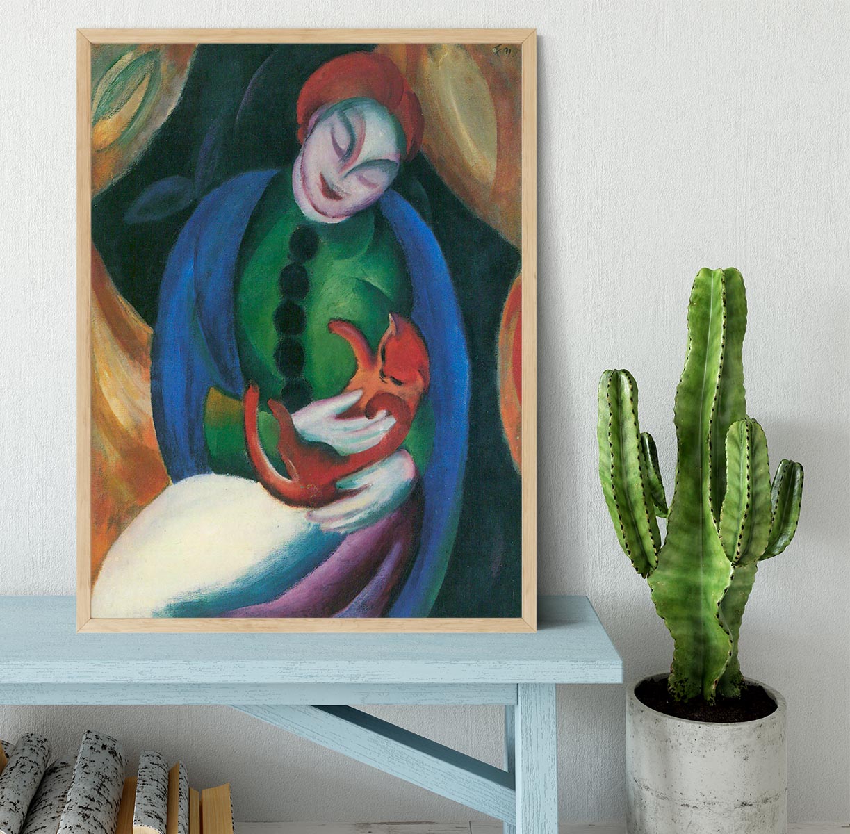 Girl with a Cat II by Franz Marc Framed Print - Canvas Art Rocks - 4