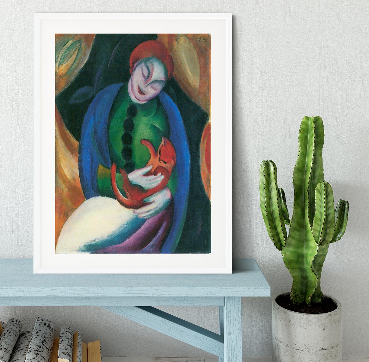 Girl with a Cat II by Franz Marc Framed Print - Canvas Art Rocks - 5