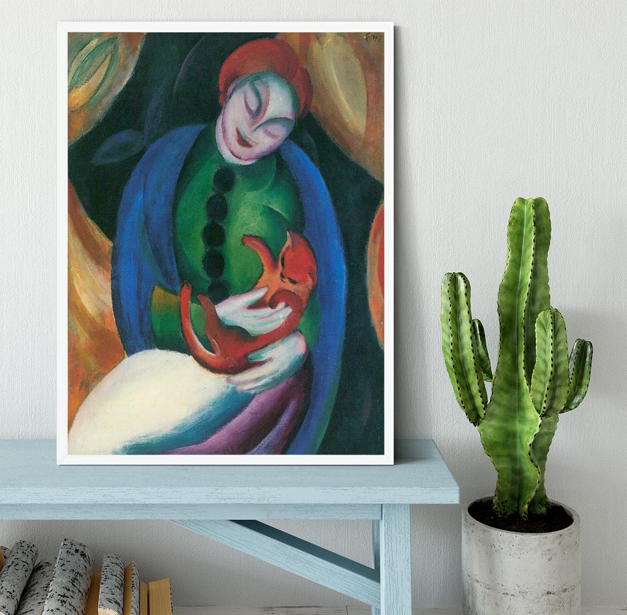 Girl with a Cat II by Franz Marc Framed Print - Canvas Art Rocks -6
