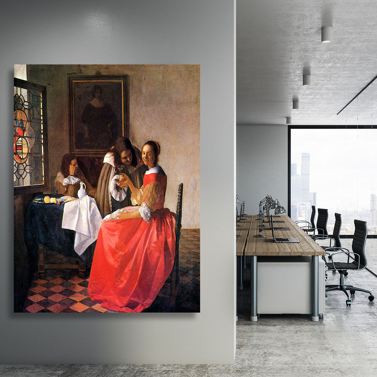 Girl with a wine glass by Vermeer Canvas Print or Poster - Canvas Art Rocks - 3