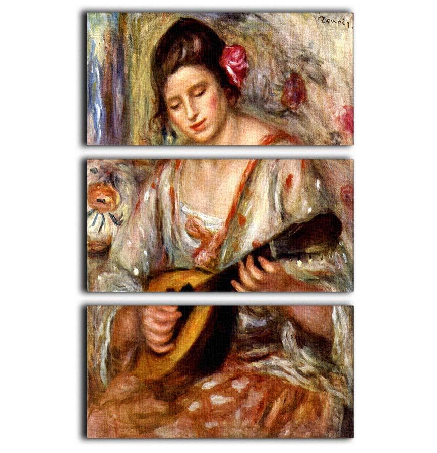 Girl with mandolin by Renoir 3 Split Panel Canvas Print - Canvas Art Rocks - 1