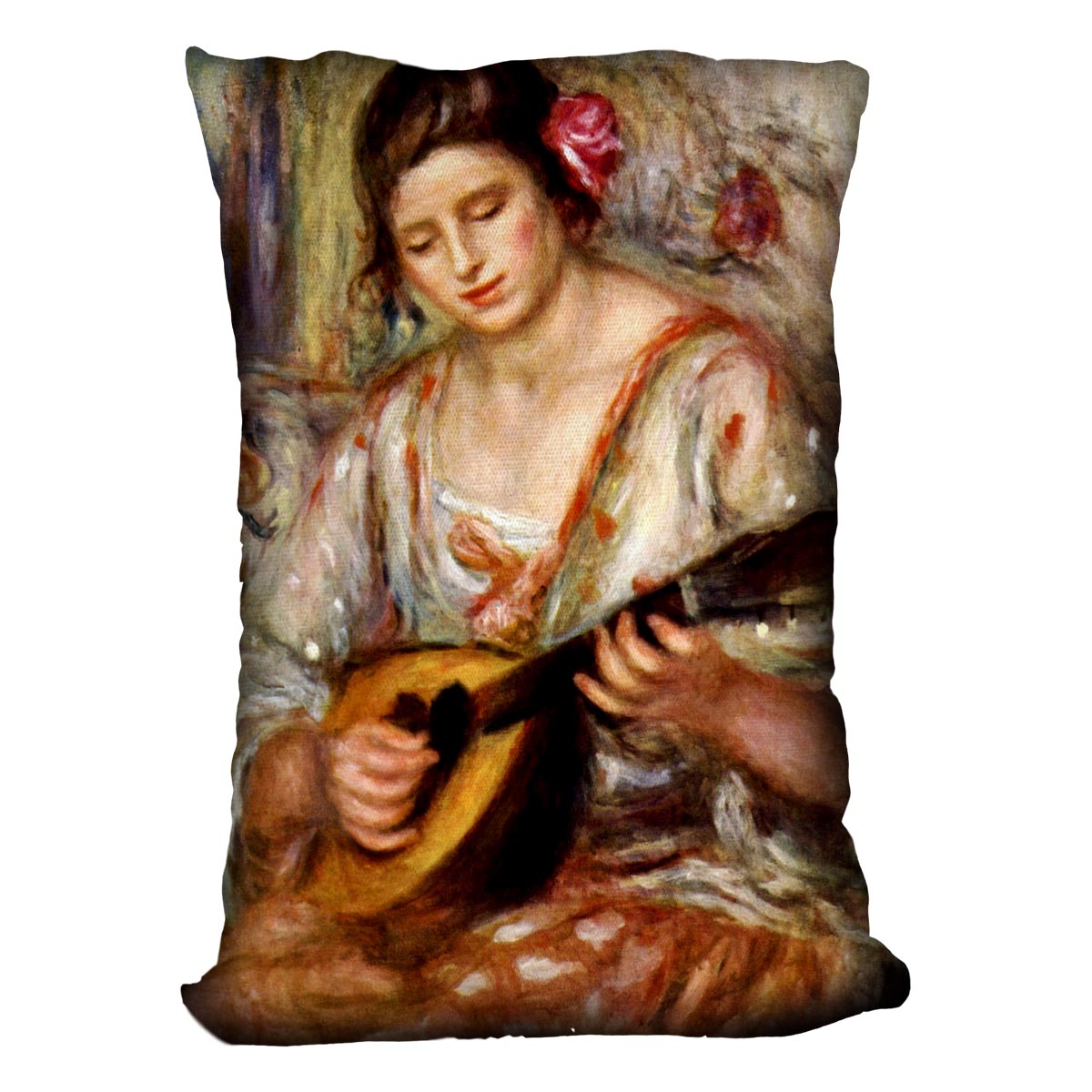 Girl with mandolin by Renoir Cushion