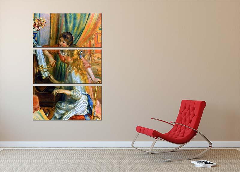 Girls at the Piano by Renoir 3 Split Panel Canvas Print - Canvas Art Rocks - 2