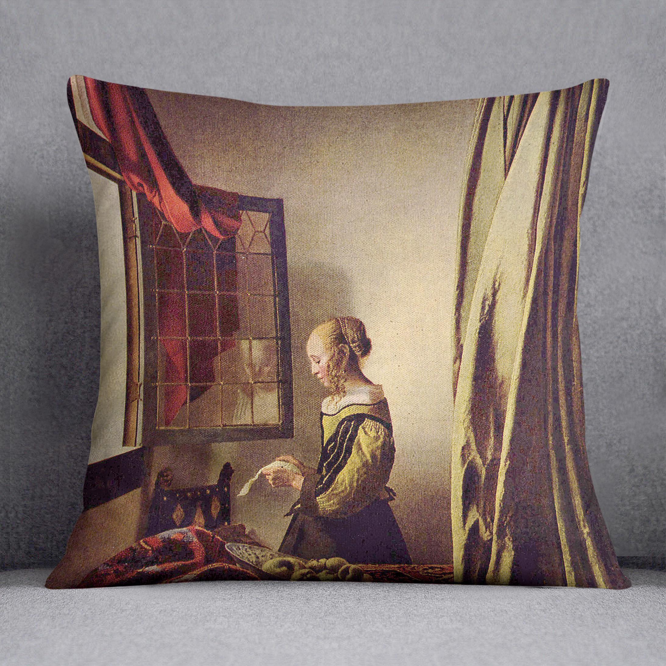 Girls at the open window by Vermeer Cushion