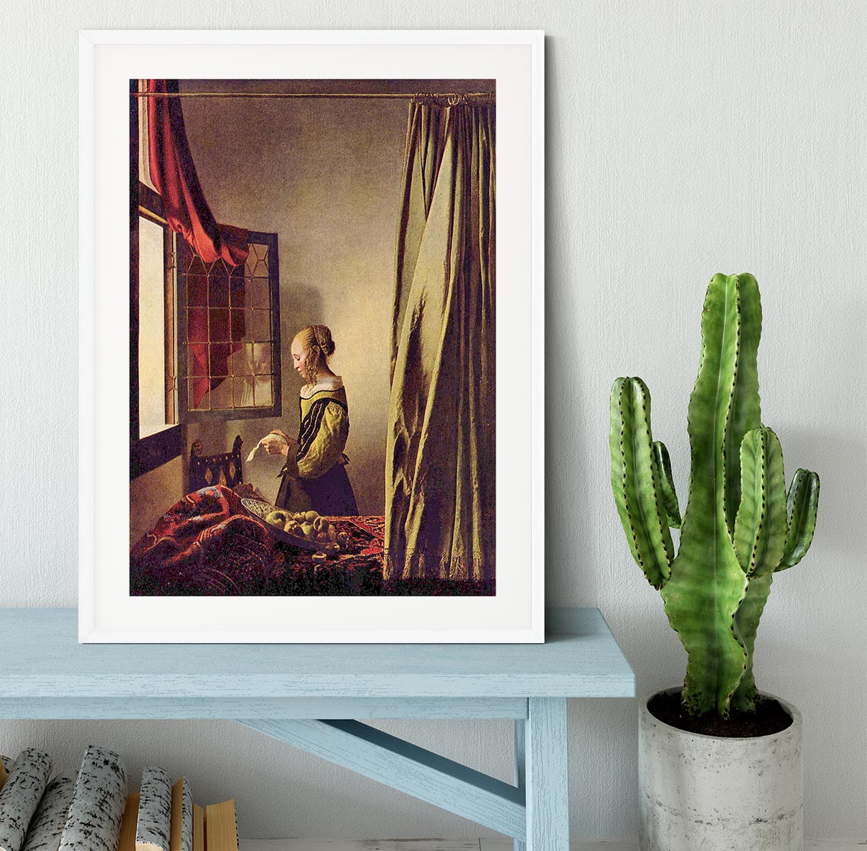 Girls at the open window by Vermeer Framed Print - Canvas Art Rocks - 5