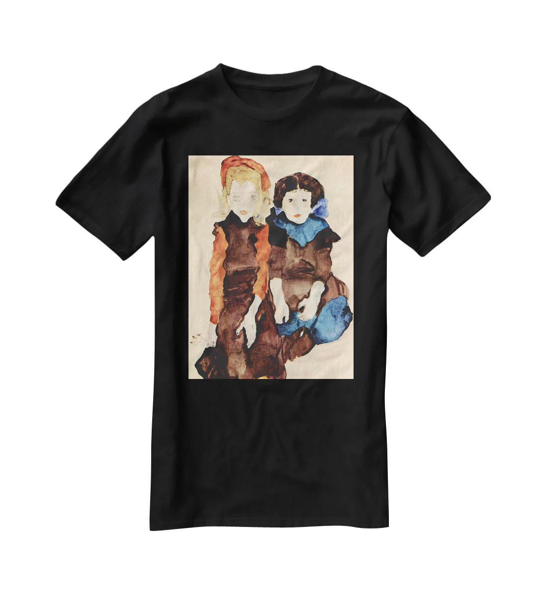 Girls by Egon Schiele T-Shirt - Canvas Art Rocks - 1