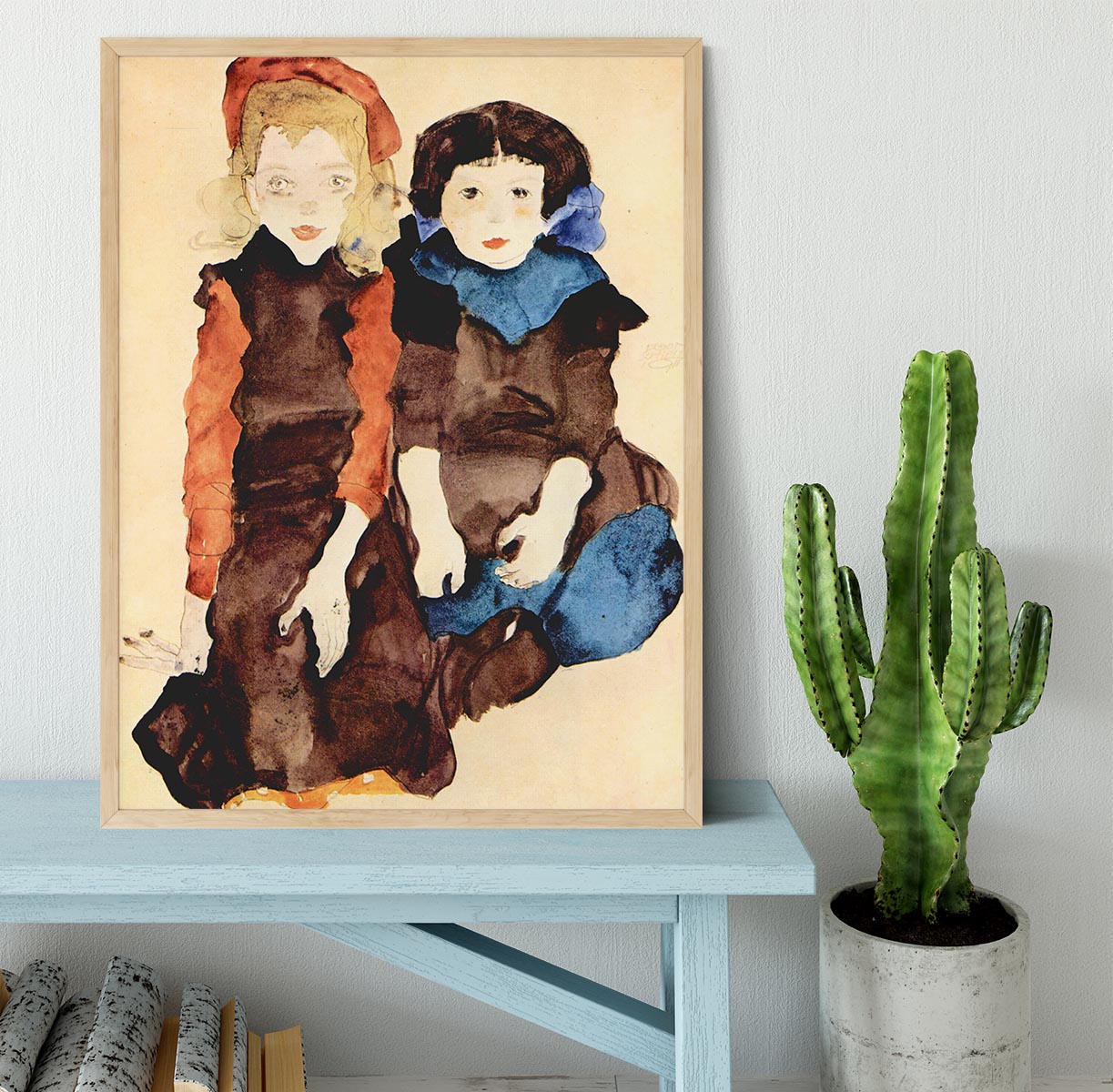 Girls by Egon Schiele Framed Print - Canvas Art Rocks - 4