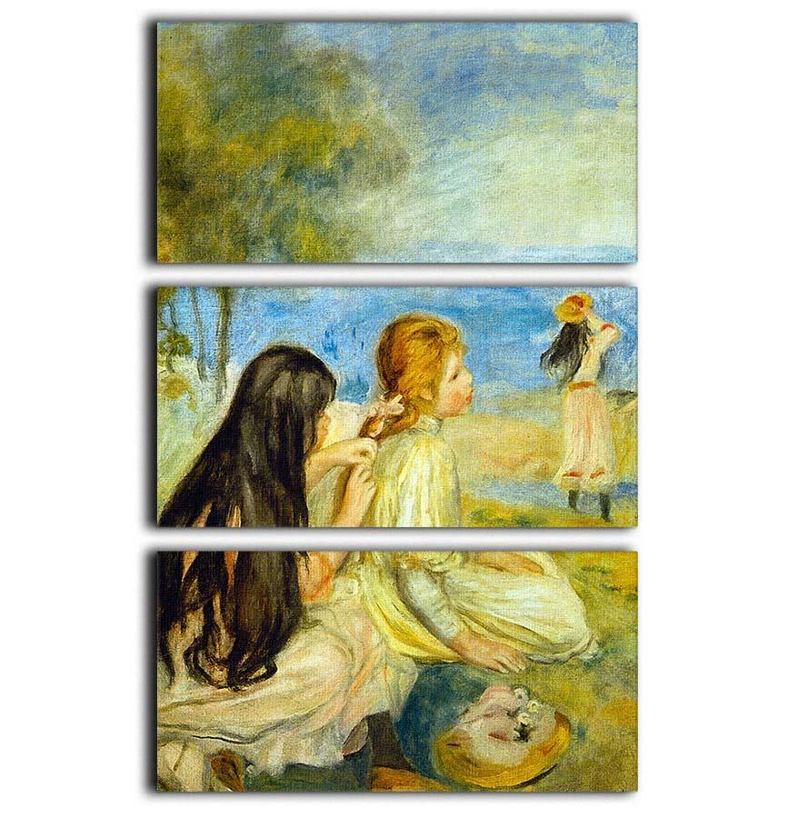 Girls by the Seaside by Renoir 3 Split Panel Canvas Print - Canvas Art Rocks - 1