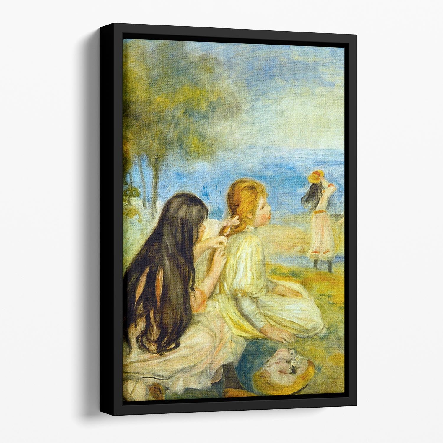 Girls by the Seaside by Renoir Floating Framed Canvas