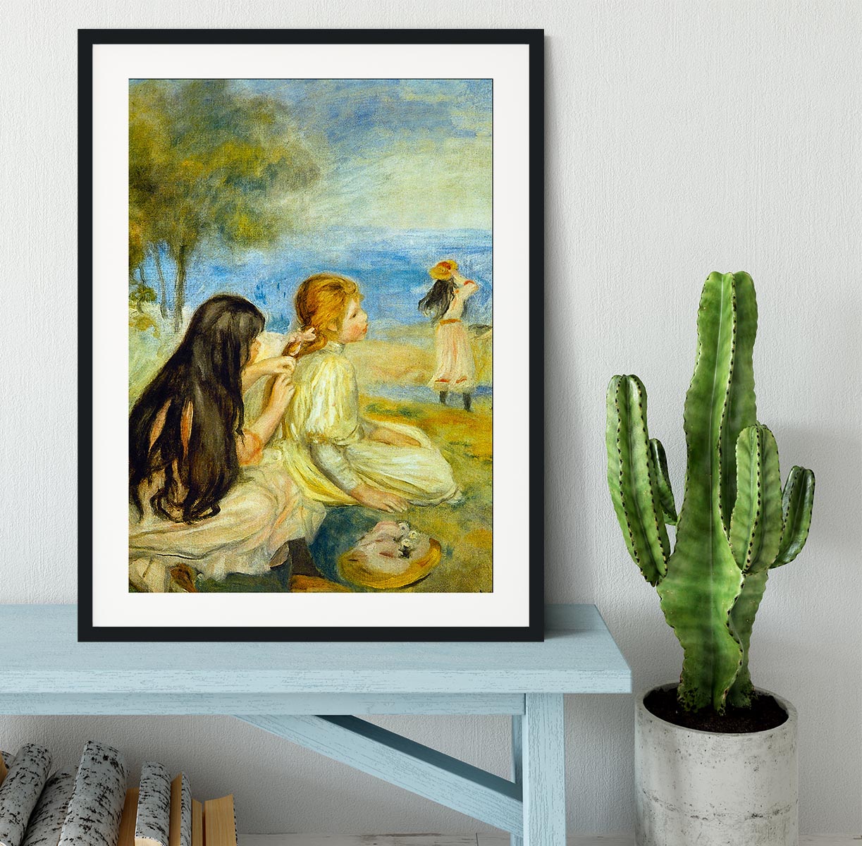 Girls by the Seaside by Renoir Framed Print - Canvas Art Rocks - 1