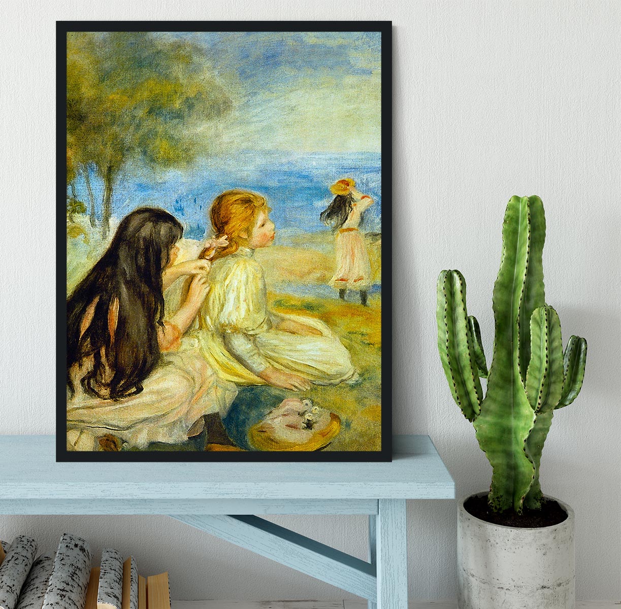 Girls by the Seaside by Renoir Framed Print - Canvas Art Rocks - 2