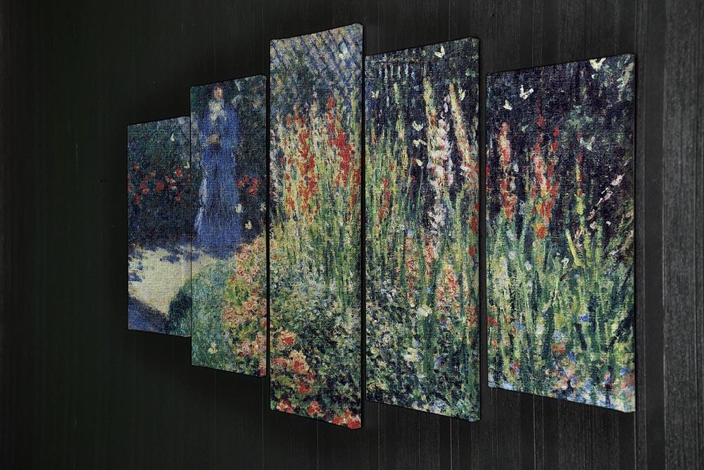 Gladiolas by Monet 5 Split Panel Canvas - Canvas Art Rocks - 2