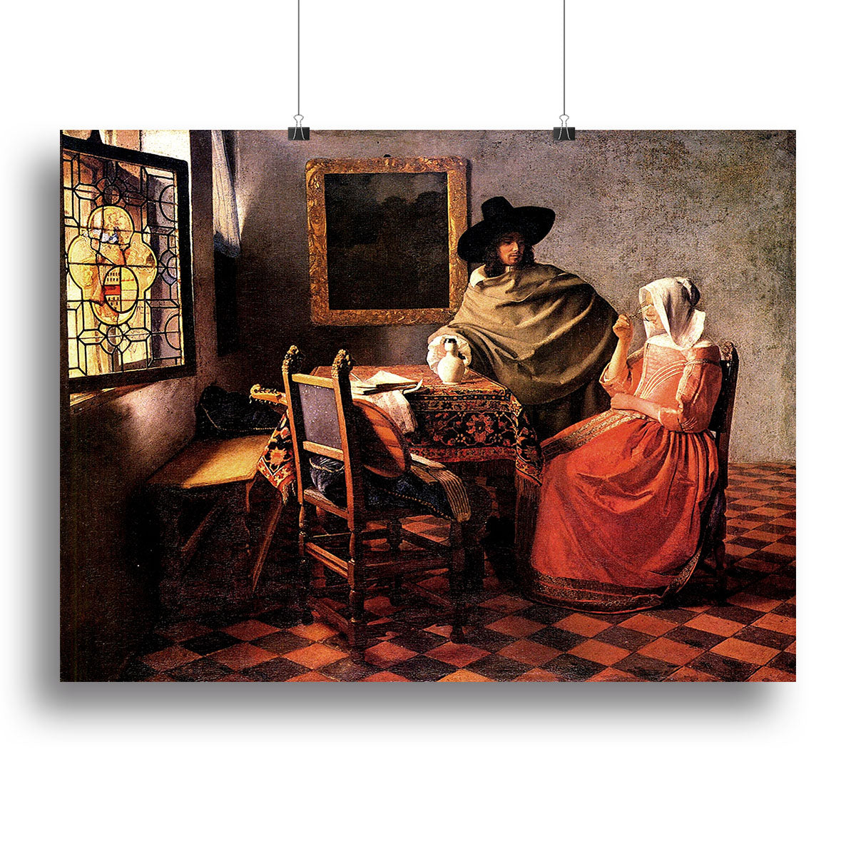 Glass of wine by Vermeer Canvas Print or Poster - Canvas Art Rocks - 2