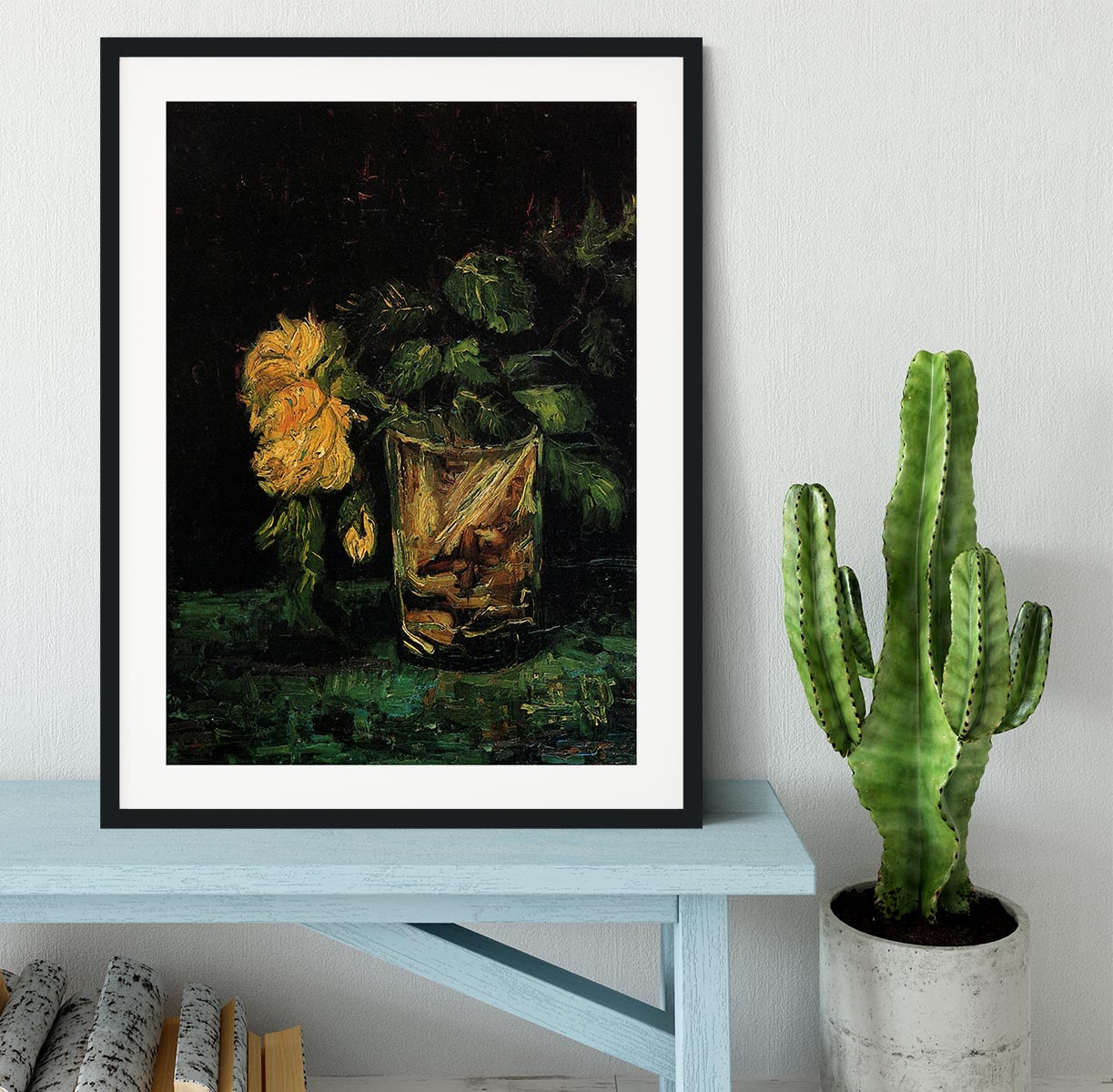Glass with Roses by Van Gogh Framed Print - Canvas Art Rocks - 1