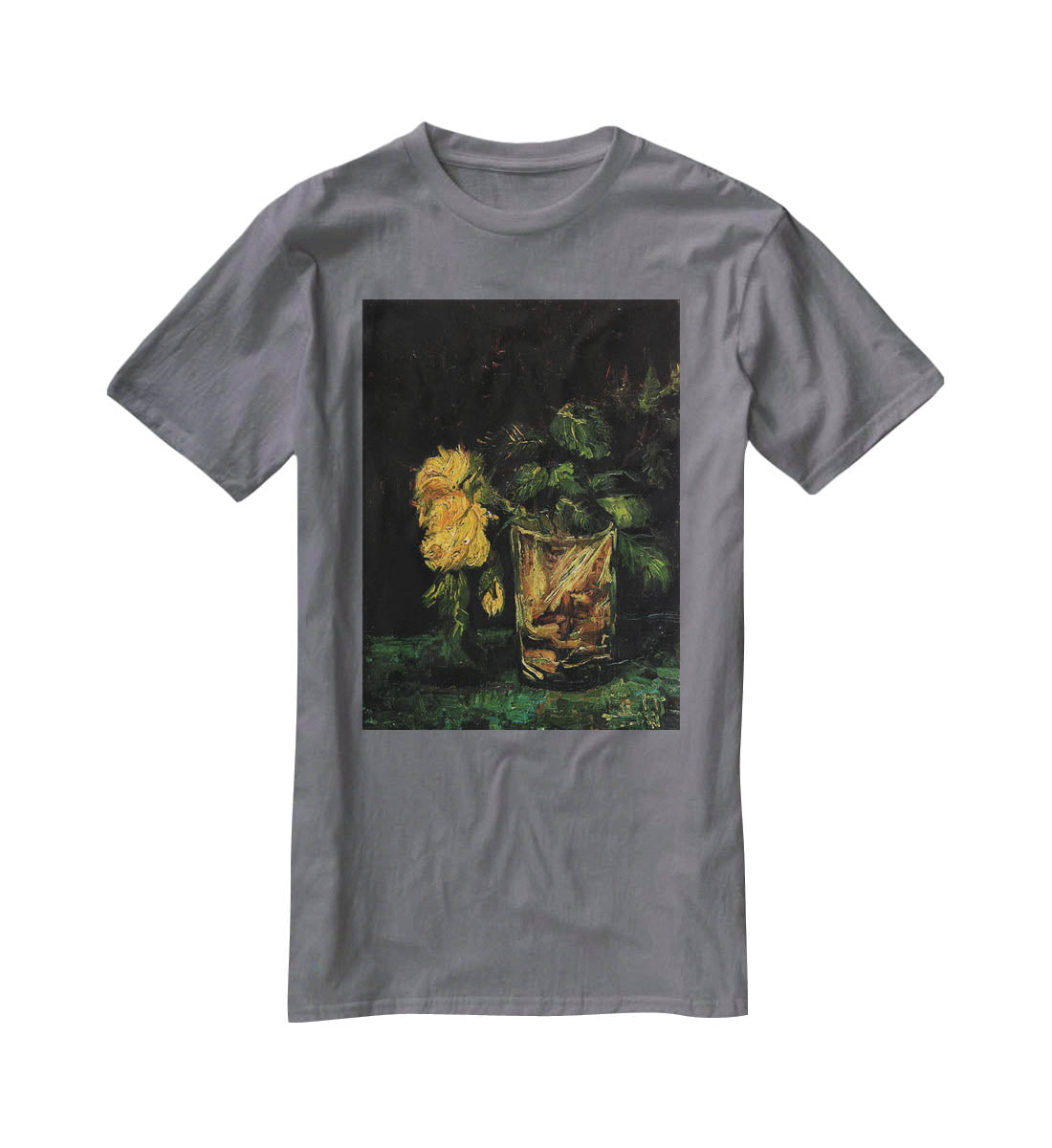 Glass with Roses by Van Gogh T-Shirt - Canvas Art Rocks - 3