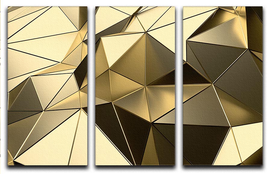 Gold Geometric Surface 3 Split Panel Canvas Print - Canvas Art Rocks - 1