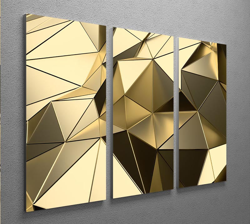 Gold Geometric Surface 3 Split Panel Canvas Print - Canvas Art Rocks - 2