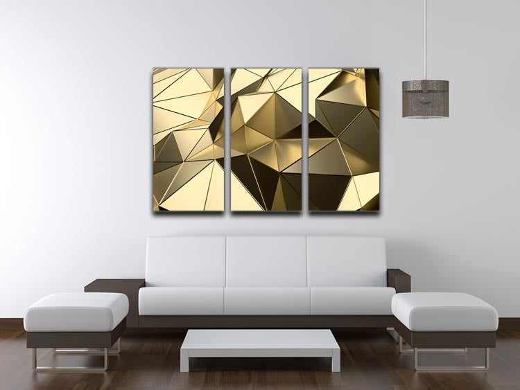 Gold Geometric Surface 3 Split Panel Canvas Print - Canvas Art Rocks - 3