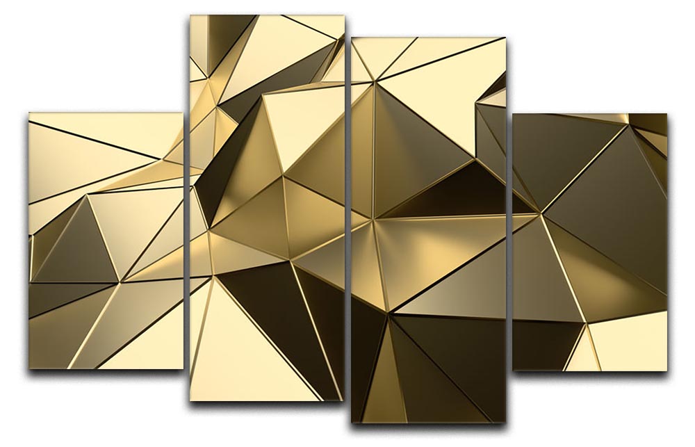 Gold Geometric Surface 4 Split Panel Canvas - Canvas Art Rocks - 1