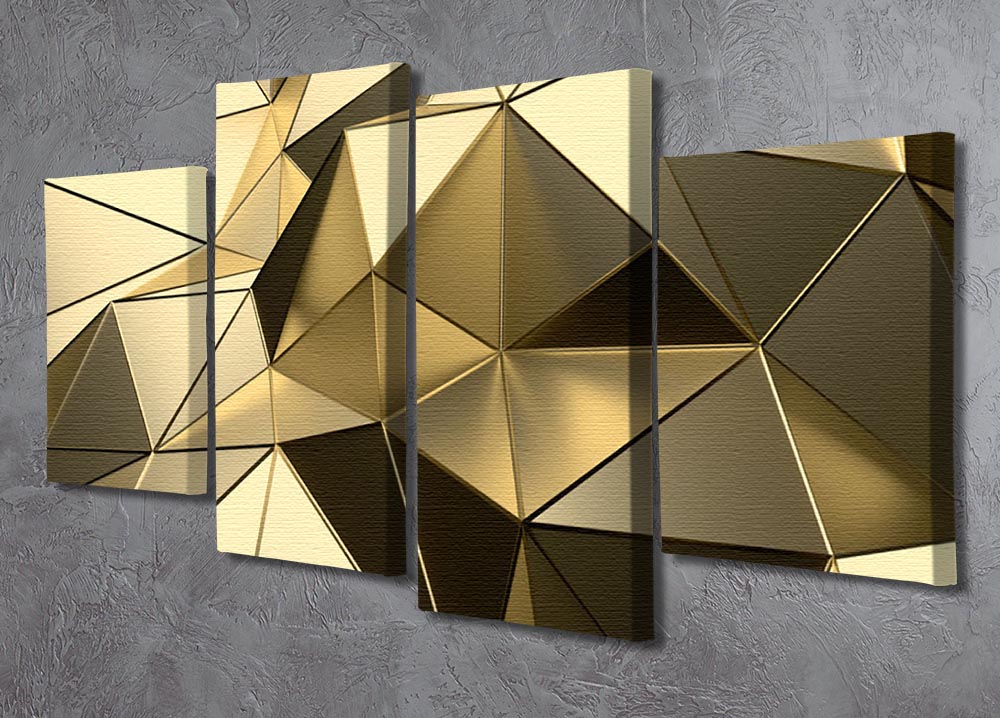 Gold Geometric Surface 4 Split Panel Canvas - Canvas Art Rocks - 2
