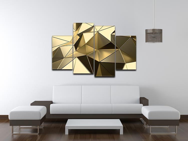Gold Geometric Surface 4 Split Panel Canvas - Canvas Art Rocks - 3