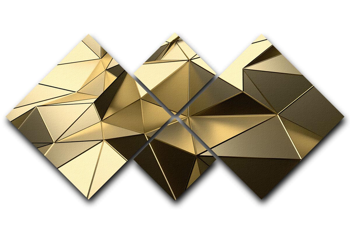 Gold Geometric Surface 4 Square Multi Panel Canvas - Canvas Art Rocks - 1