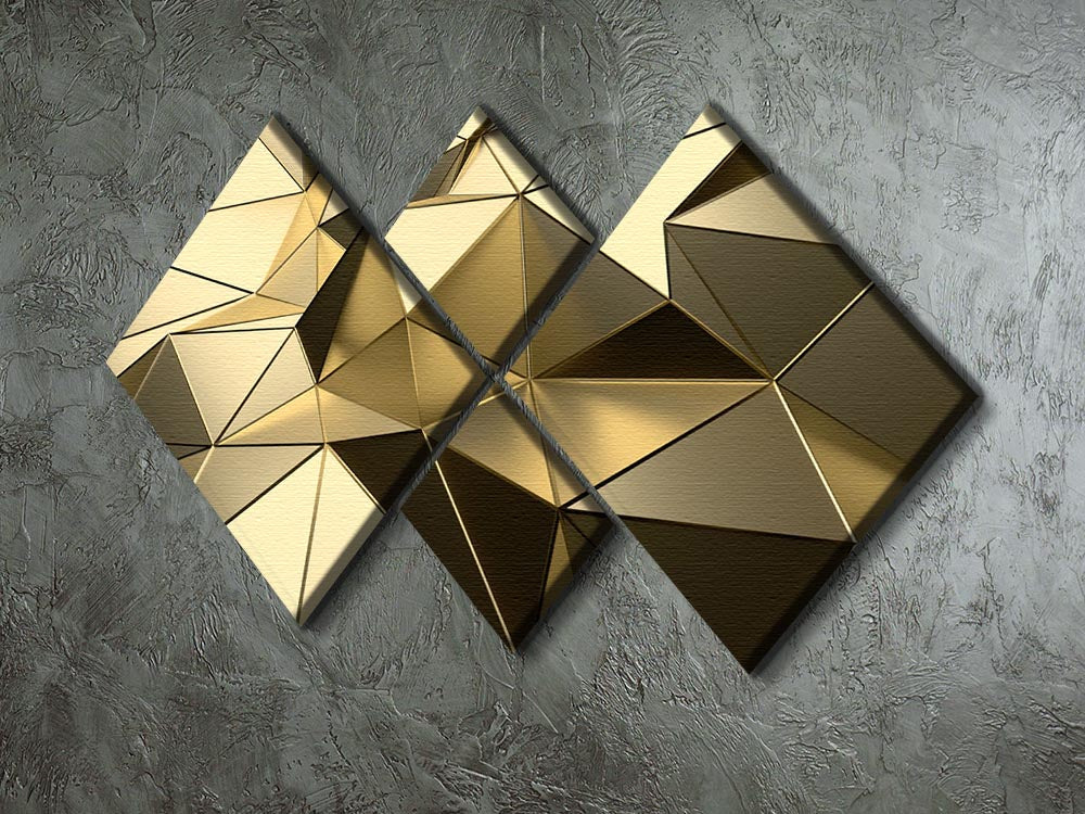 Gold Geometric Surface 4 Square Multi Panel Canvas - Canvas Art Rocks - 2