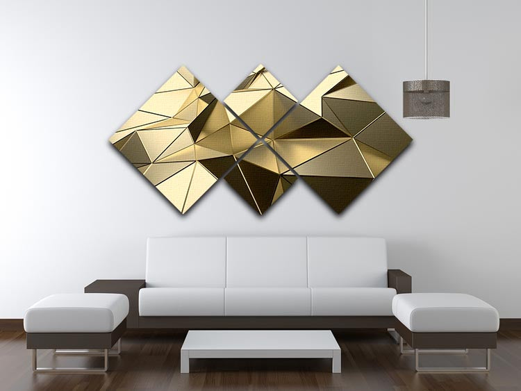 Gold Geometric Surface 4 Square Multi Panel Canvas - Canvas Art Rocks - 3