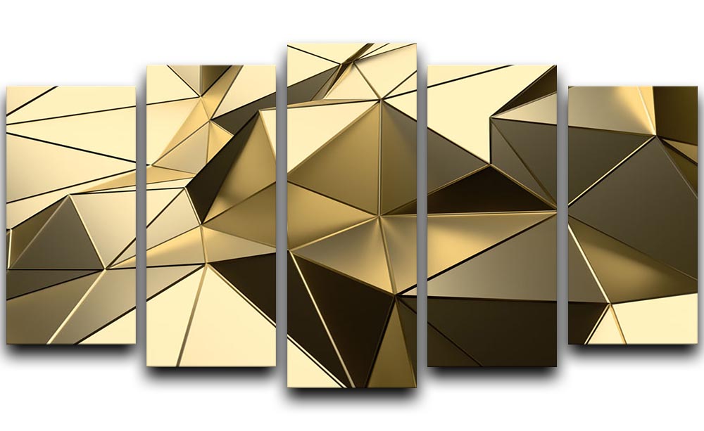 Gold Geometric Surface 5 Split Panel Canvas - Canvas Art Rocks - 1