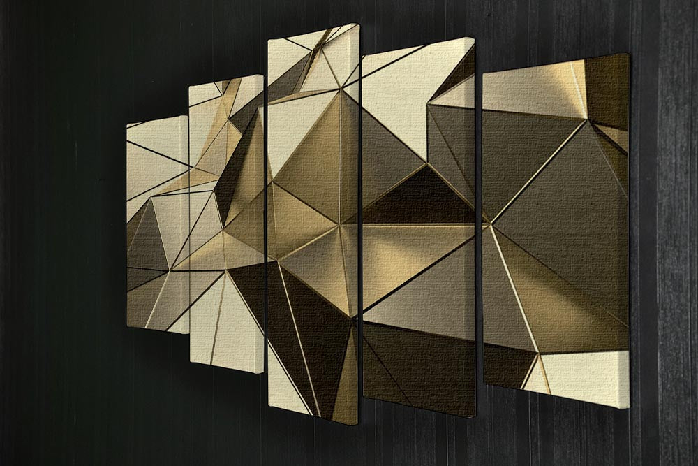 Gold Geometric Surface 5 Split Panel Canvas - Canvas Art Rocks - 2