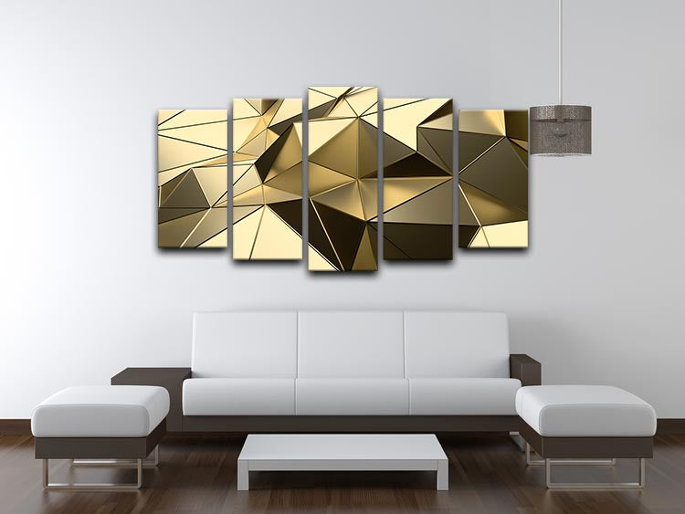 Gold Geometric Surface 5 Split Panel Canvas - Canvas Art Rocks - 3