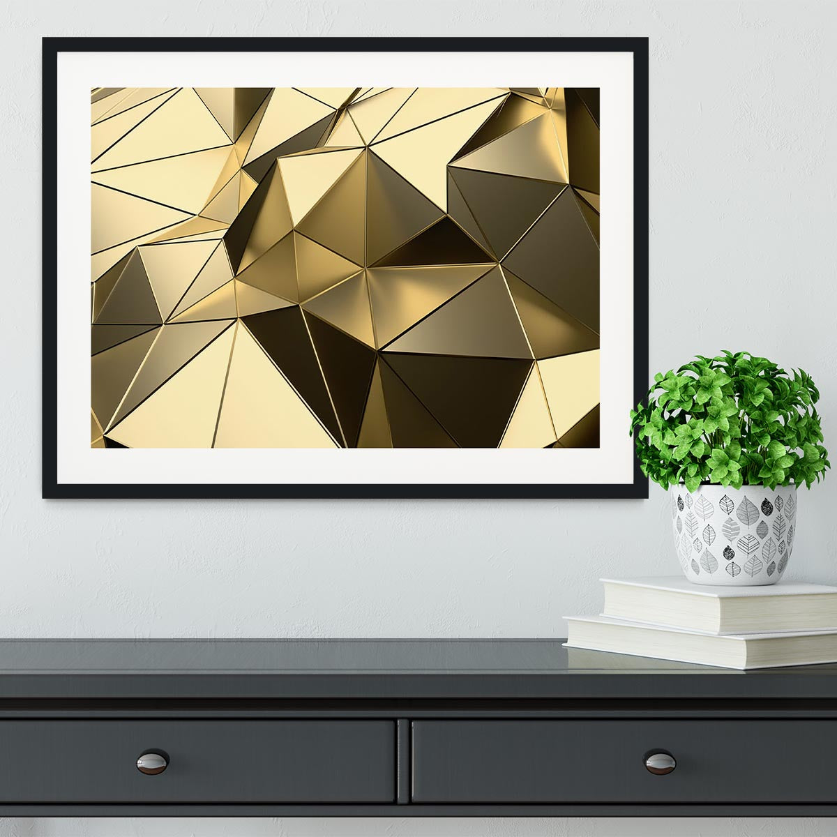 Gold Geometric Surface Framed Print - Canvas Art Rocks - 1