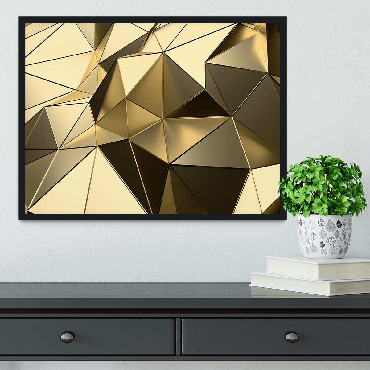 Gold Geometric Surface Framed Print - Canvas Art Rocks - 2