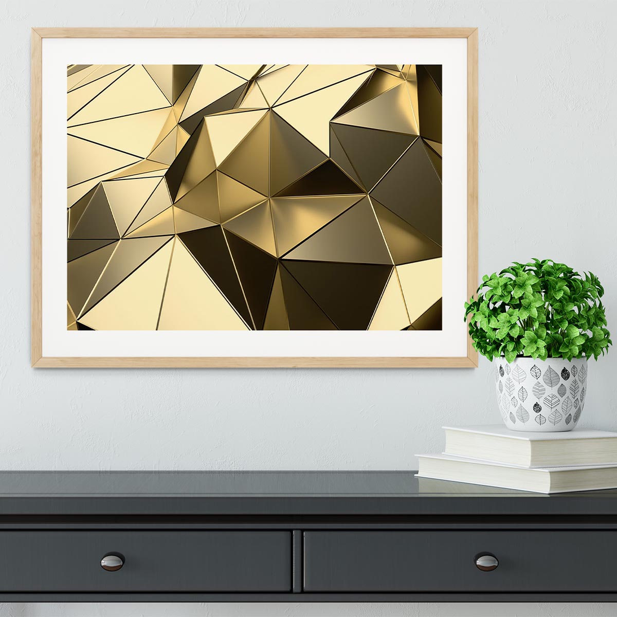 Gold Geometric Surface Framed Print - Canvas Art Rocks - 3