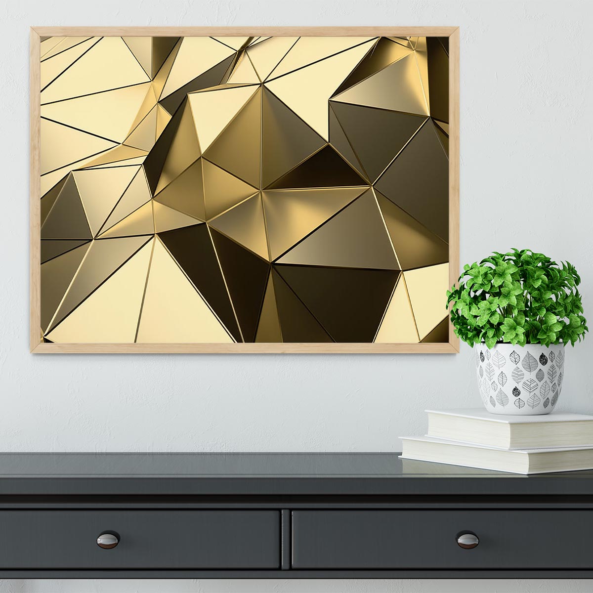 Gold Geometric Surface Framed Print - Canvas Art Rocks - 4