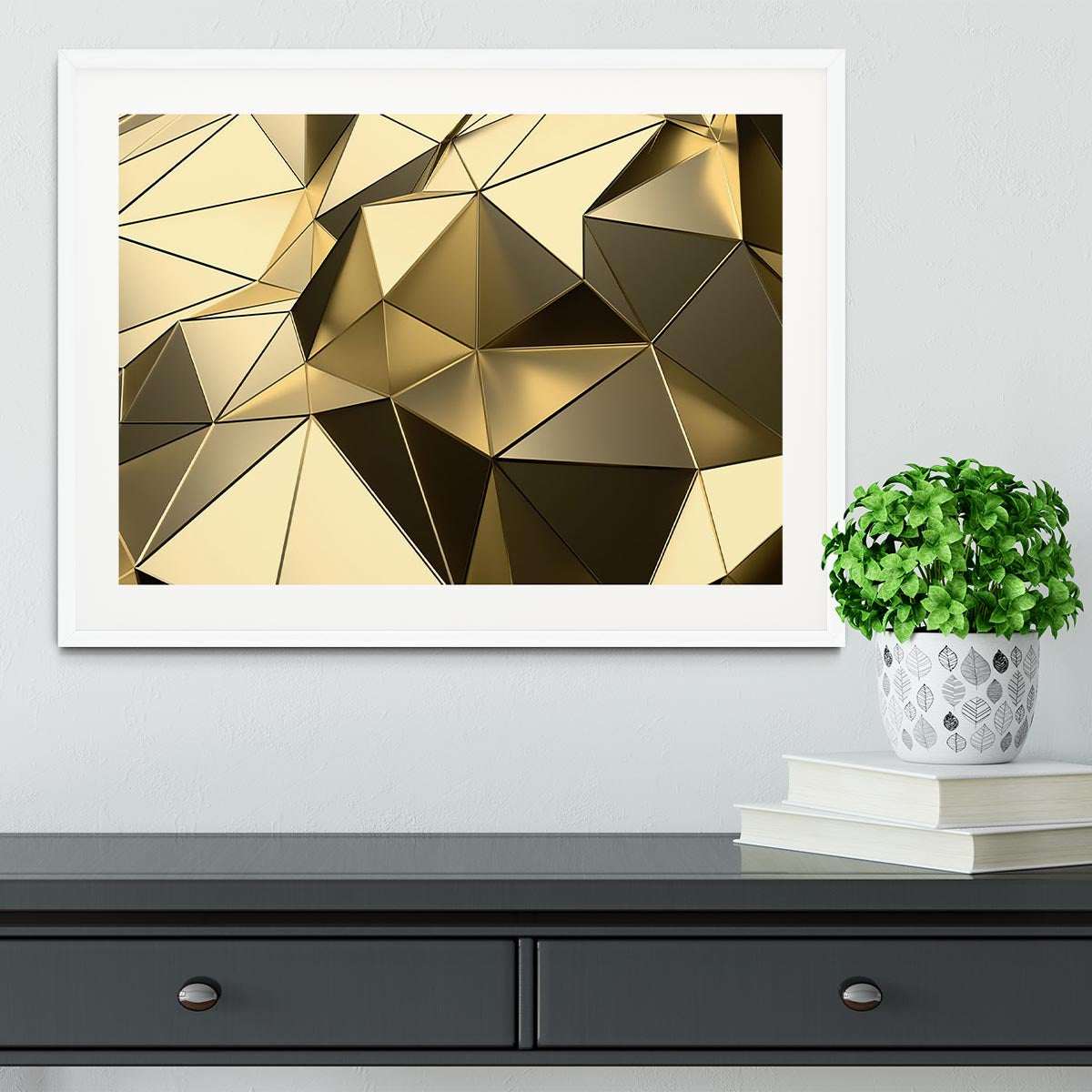 Gold Geometric Surface Framed Print - Canvas Art Rocks - 5