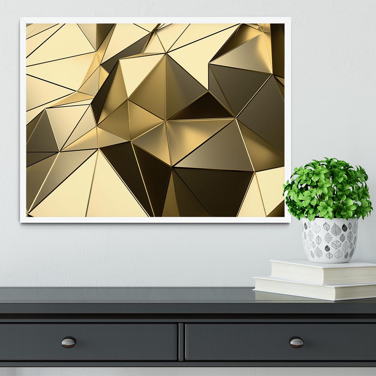 Gold Geometric Surface Framed Print - Canvas Art Rocks -6