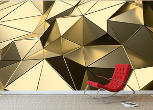 Gold Geometric Surface Wall Mural Wallpaper - Canvas Art Rocks - 2