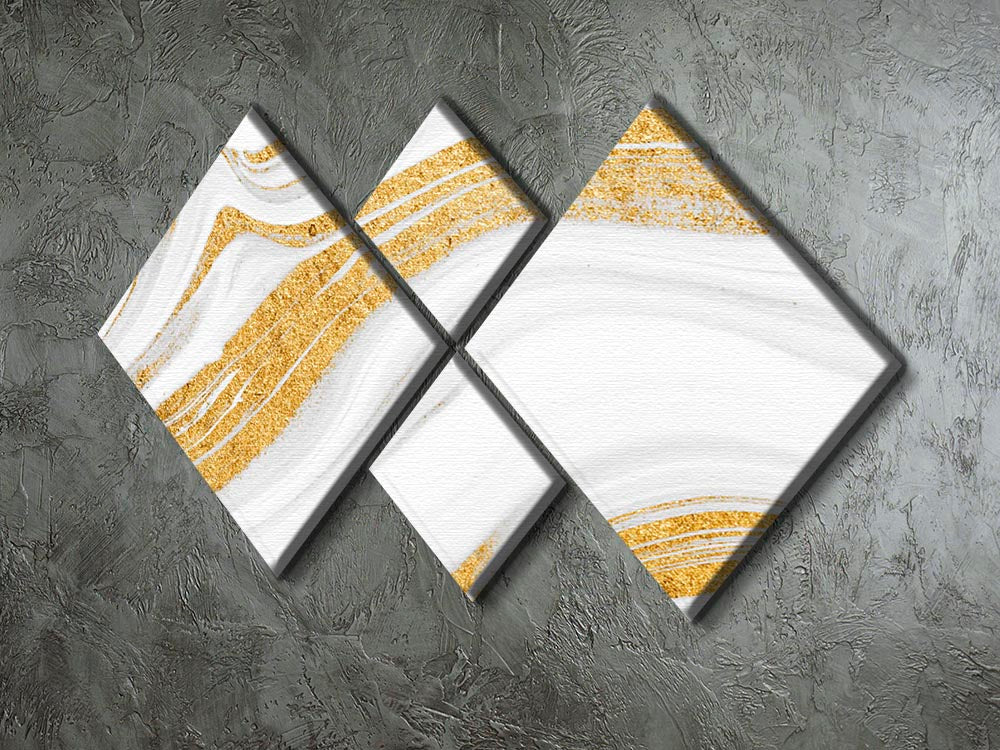Gold White and Grey Marble Waves 4 Square Multi Panel Canvas - Canvas Art Rocks - 2