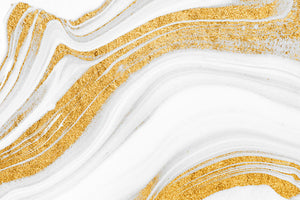 Gold White and Grey Marble Waves Wall Mural Wallpaper - Canvas Art Rocks - 1