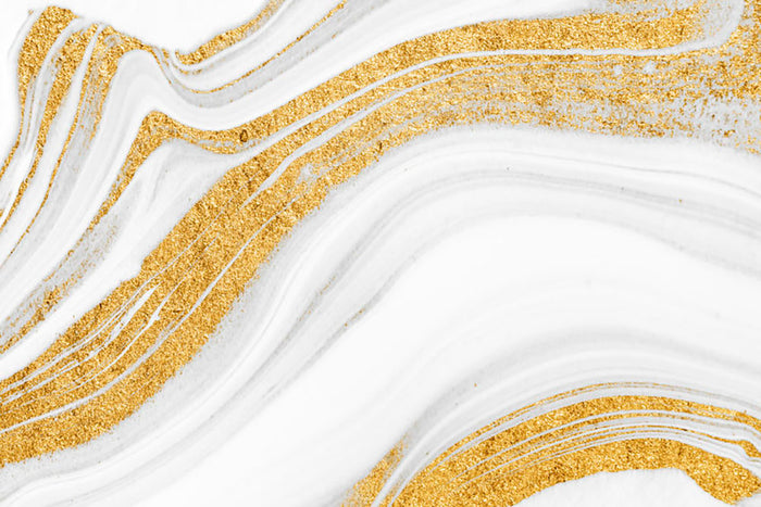 Gold White and Grey Marble Waves Wall Mural Wallpaper