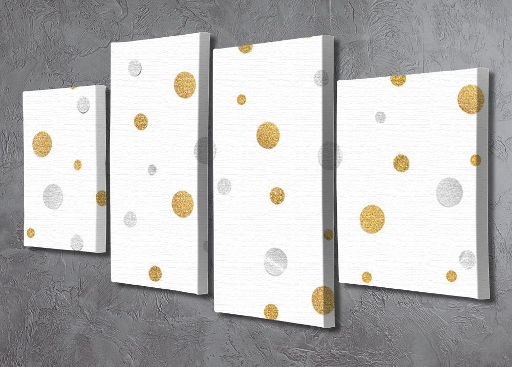 Gold and Silver Glitter Polka Dot 4 Split Panel Canvas - Canvas Art Rocks - 2