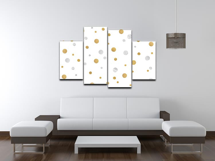 Gold and Silver Glitter Polka Dot 4 Split Panel Canvas - Canvas Art Rocks - 3