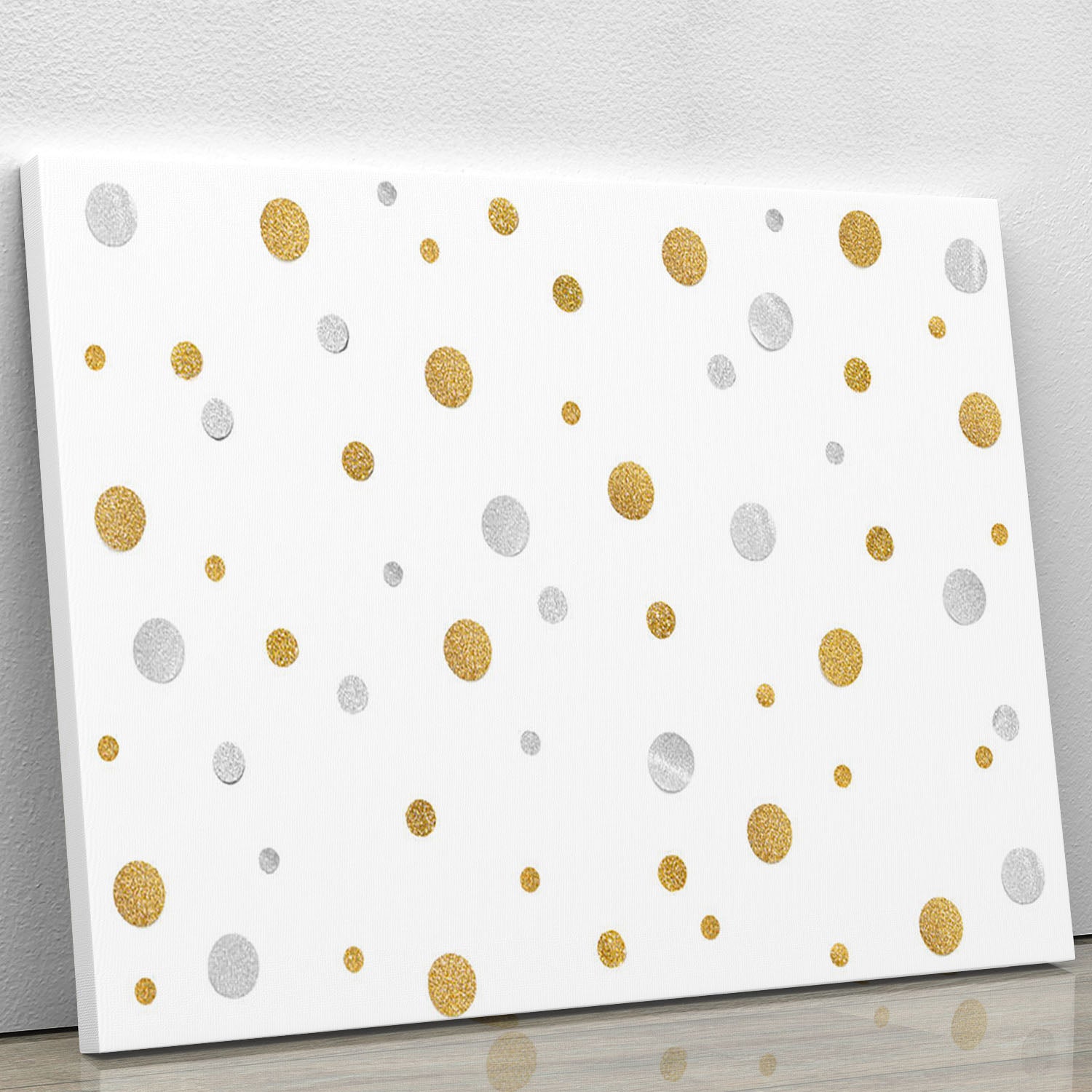 Gold and Silver Glitter Polka Dot Canvas Print or Poster - Canvas Art Rocks - 1