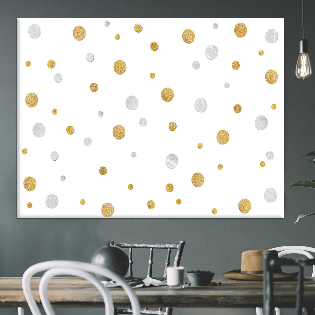 Gold and Silver Glitter Polka Dot Canvas Print or Poster - Canvas Art Rocks - 3