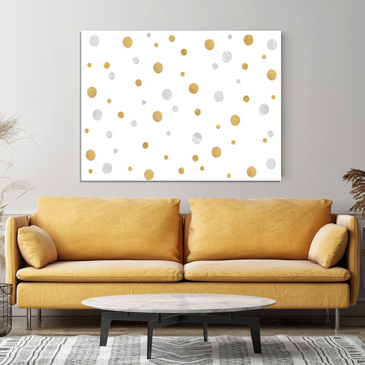 Gold and Silver Glitter Polka Dot Canvas Print or Poster - Canvas Art Rocks - 4